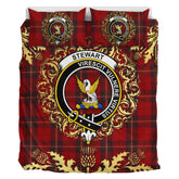 Stewart of Rothesay 01 Tartan Crest Bedding Set - Golden Thistle Style